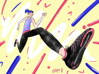 Running for MS Society charity fitness illustration jump ms running shoes sport woman