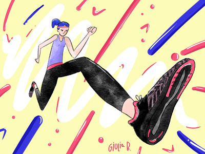 Running for MS Society charity fitness illustration jump ms running shoes sport woman