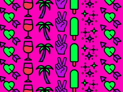 Girl Power bright colors funky girl power hot pink magic neon palm tree pattern popsicle wine women