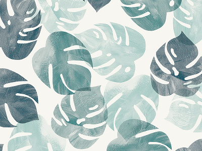 Monstera Leaf Pattern green greenery illustration leaf leaves monstera painting pattern plant simple