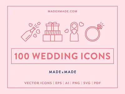 Made By Made | Line Icons – Wedding engagement icons illustrations infographics line icons love party symbols ui ux vector wedding