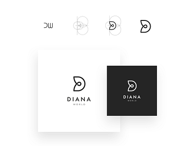 Diana World logo brand identity branding d w heart initial letters grid logo design logotype monogram symbol vector