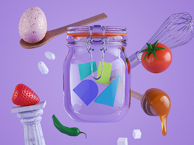 Food Storage 3d abstract branding c4d cinema 4d lighting octane pastel studio texture