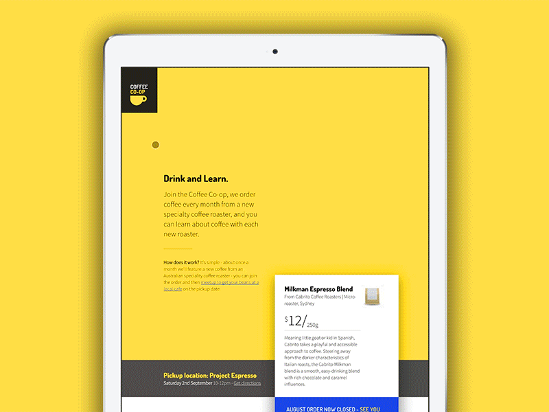 the coffee co-op website coffee interface design ui design web design
