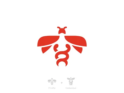 Firefly + Caduceus branding bug caduceus energy firefly fly guidance health insect logo mark medical