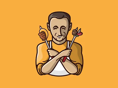Barbecue Time barbecue character chef cook cooking food illustration meat
