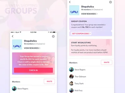 Shopping Group Concept coupons fashion app group page group shopping myntra sale event