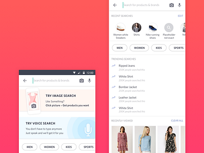 Search fashion fashion ecommerce image search myntra recently viewed search trending search voice search