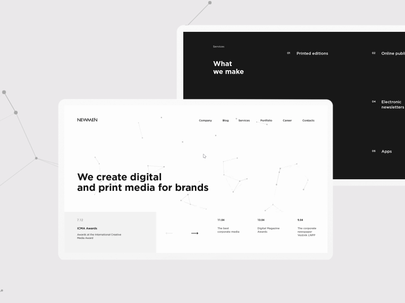 NEWMEN #1 aep animation clean desktop interaction minimal website white