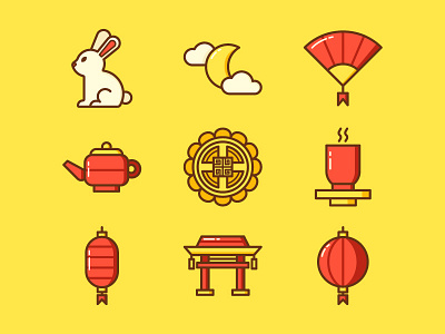 Moon Cake Festival Icon cake chinese dribbble dumpling evesnowtear festival flat icon moon