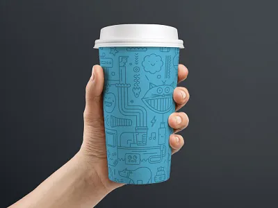 Doublethink Coffee Cup blue cat coffee cup doublethink fun pattern