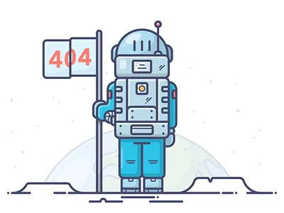 Nothing Found 404 astronaut character earth icon illustration page planet space spaceman stars vector