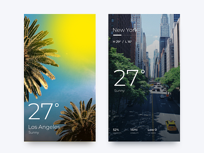 Weather App Challenge app challenge daily dailyui los angeles new york ui weather