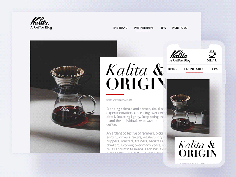 DailyUI #035 blog post challenge coffee dailyui dailyui035 desktop kalita mobile post responsive ui ux