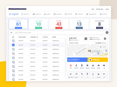 Vehicle Tracker color dashboard design material tracking ui ux yellow