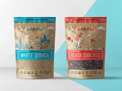 Packages for Karmalize.me bicycle chia kraft monoline organic ouinia sport