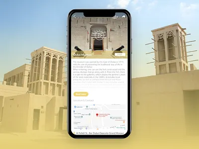 Historical Guide App Mockup - Item Description app dubai guide iphone x item description mobile museum ui user interface