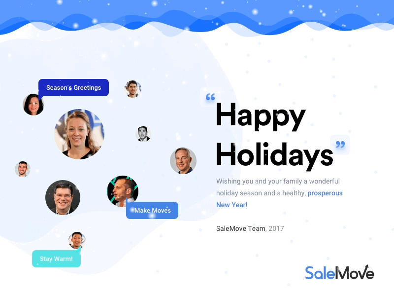 Happy Holidays card christmas customer experience cx happy holidays salemove snowing