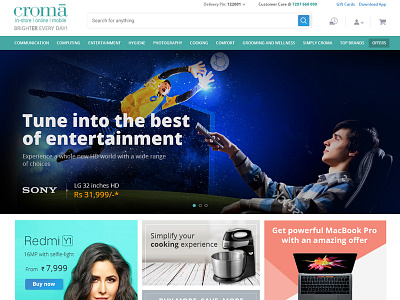 Croma Website Homepage design branding material design product design ui ux website