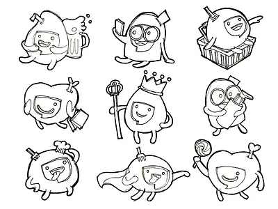 four babies babies koubei mascot sketch