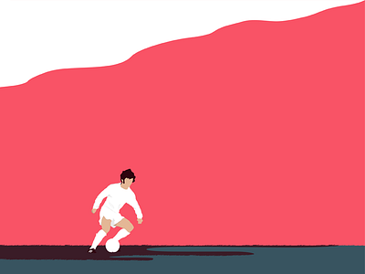 Giles flat design football illustration johnny giles leeds pitch red soccer sport white