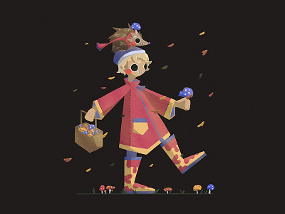 Autumn Hedgehog 🍂 animal autumn character cute design fall hedgehog illustration leaves mushroom photoshop