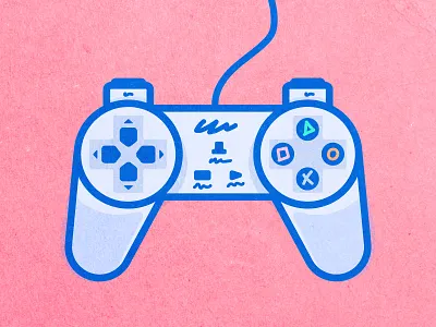 Playstation 1 Controller console gamer games geek illustration japan nostalgic playstation texture vector vintage