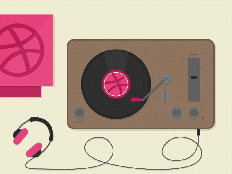 Record Player dribbble invite player record