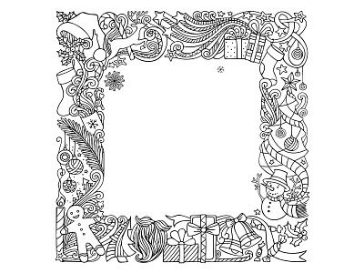 Christmas doodles frame. adobe christmas doodles duotone festive frame illustrator vector