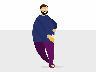Drinking beer beer flat minimalist self ilustration