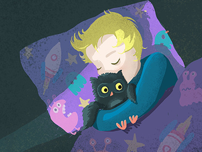 Owly child illustration owl sleeping