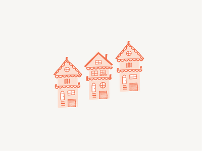 Little Houses hand drawn illustration