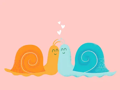 Cuddly Snails bug cuddle illustration love bugs pastel pink snails valentine