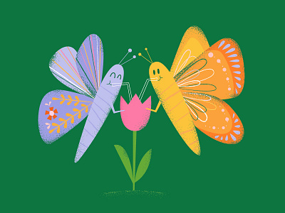 You Give Me Butterflies bug butterfly green illustration love love bugs valentines