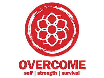 Overcome Logo apida branding logo lotus maasu overcome red