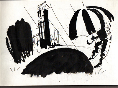 Illustration sketch for Outsmart poster (3/3) aarhus drawing environmental illustration paper poster rough save water sketch sketchbook streetlife townhall