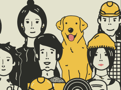 People and a puppy character design dog illustration people puppy