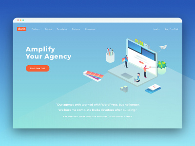 Website Redesign gradient illustration isometric laptop mobile paper plane publish web design