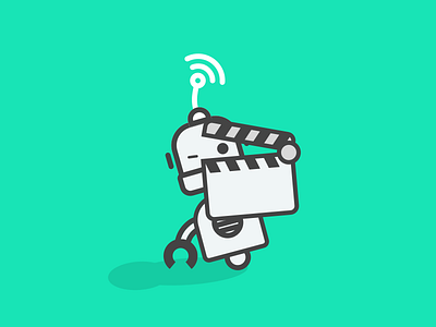 Lights, camera... clap! clapper gotowebinar illustration movie robot