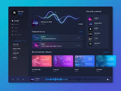 Electronic Music Player avicii blue dark dashboard desktop dj electronicmusic music musicplayer player ui ux