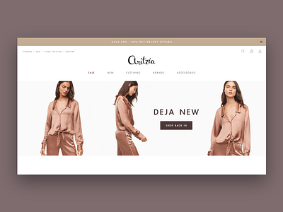 Aritzia Site Re-Design branding e commerce shop typography ui web design