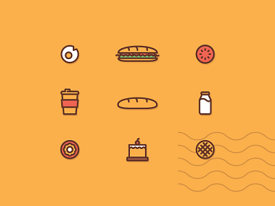 Icon bakery bread coffee egg icon illustration milk