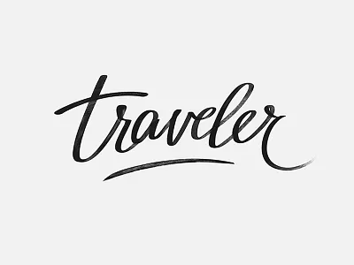 Traveler Lettering black and white hand lettered script texture travel