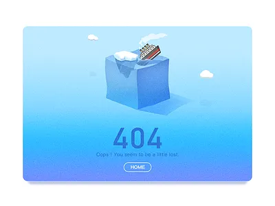 404 Page 404 error flat ice page sea ship ui website