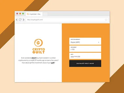CryptoGuilt - Cryptocurrency Historical Calculator calculator cryptocurrency guilt historical whatif