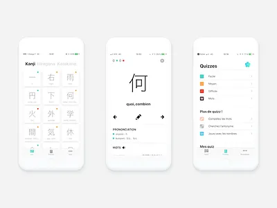 Japanese learning app design education flat hiragana japanese jlpt kana kanji katakana learning quiz quizz