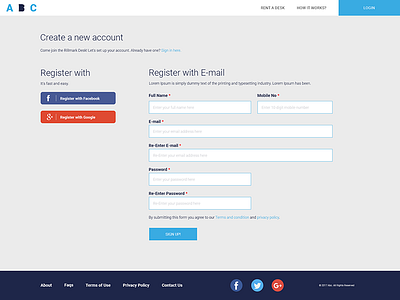 Signup Page UI coworking space login register rent a desk signin signup ui ux web website