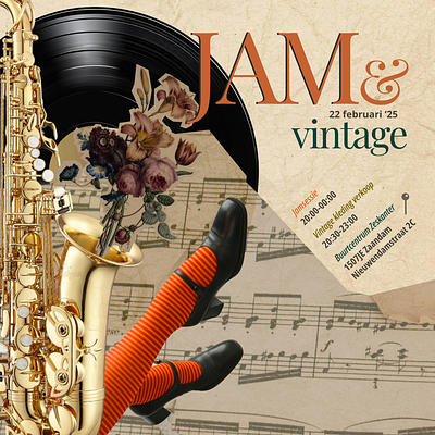 Jamsession & vintage sells collage flyer music poster socialmedia surreal vintage