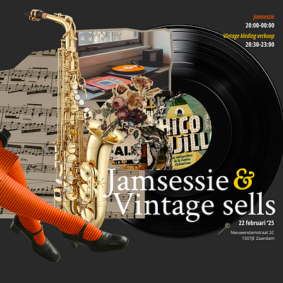 Jamsession & Vintage Sells collage flyer graphic design music poster socialmedia surrealistic