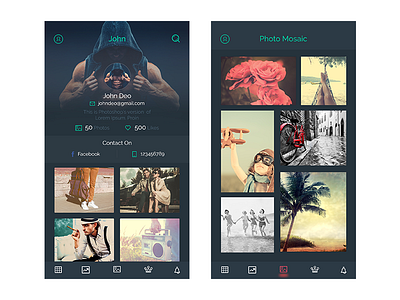 Profile Screen app design best ui ionic ios ios 11 meterial design mosaic photo mosaic profile ui ui design ux